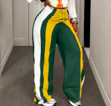 Women Casual Drawstring Color Block Pants