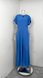 Women's Chic V-Neck Short Sleeve High-Waist Wide-Leg Jumpsuit