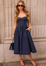 Summer Women's Sexy Strap Denim Dress