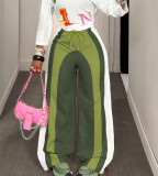 Women Casual Drawstring Color Block Pants