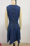 Summer Women's Slim Fit Round Neck Sleeveless Denim Dress