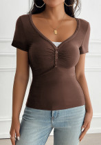 Spring/Summer Women's Y2K Button Short Sleeve T-Shirt