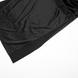 Spring Women's Solid Color Sexy Slim Fit Sleeveless Slit Lace Patchwork Evening Dress