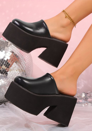 Plus Size Women Platform Chunky Heel Closed-Toe Sandals