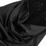 Spring Women's Solid Color Sexy Slim Fit Sleeveless Slit Lace Patchwork Evening Dress