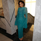 Women Elegant Round Neck Long-Sleeve Bodycon Dress