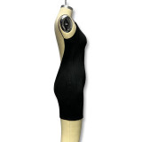 Women Spring/Summer Solid Sleeveless Sexy Backless Bodycon Dress