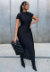 Women Solid Round Neck Short-sleeved Bodycon Dresses