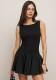 Women Summer Solid Round Neck Sleeveless Patchwork Mini Dress