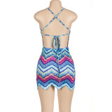 Women Summer Sexy Sleeveless Printed Camisole Mini Dress