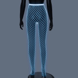 Women Summer Solid Sexy Hollow-Out Glow-in-the-Dark Mesh Pantyhose