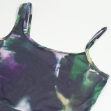 Women Summer Sleeveless Spaghetti Strap Printed Maxi Dress