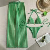 Women Sexy Print Halter Neck Tie-Waist One-Piece Swimsuit