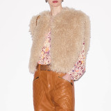 Women Autumn/Winter Sexy Backless Fur Collar Halter Neck Top Vest