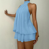 Women Elegant Solid Backless Halter Neck Sleeveless Jumpsuit