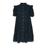 Women Casual Short-Sleeve Button-Up Shirt Dress