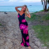 Women Summer Sexy Sleeveless Spaghetti Strap Floral Print Maxi Dress
