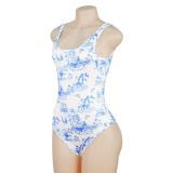 Women Summer Sleeveless Printed Strapless Top and Skirt Two-piece Set