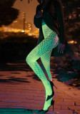Women Summer Solid Sexy Hollow-Out Glow-in-the-Dark Mesh Pantyhose