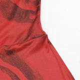 Women Summer Sleeveless Spaghetti Strap Printed Maxi Dress