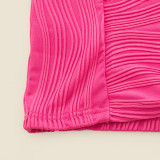 Women Spring Solid Round Neck Long-sleeved Water Wave Sexy Bodycon Dress