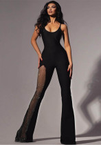 Women Sexy Backless Solid Bell Bottom Jumpsuit Women Sexy Backless Solid Bell Bottom Jumpsuit