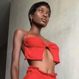 Women Spring/Summer Camisole Bandeau Sexy Backless Casual Top