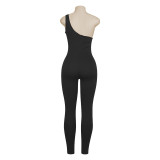 Women Solid Slash Shoulder Jumpsuit