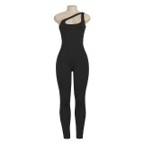 Women Solid Slash Shoulder Jumpsuit