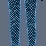 Women Summer Solid Sexy Hollow-Out Glow-in-the-Dark Mesh Pantyhose