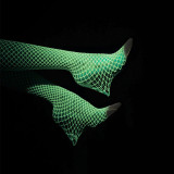Women Summer Solid Sexy Hollow-Out Glow-in-the-Dark Mesh Pantyhose