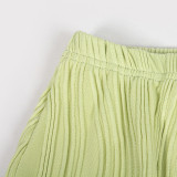 Women Summer Solid Strapless Top Bodycon Skirt Two-piece Set