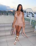 Women Summer Solid Sleeveless Ruffle Edge Irregular Bodycon Mini Dress