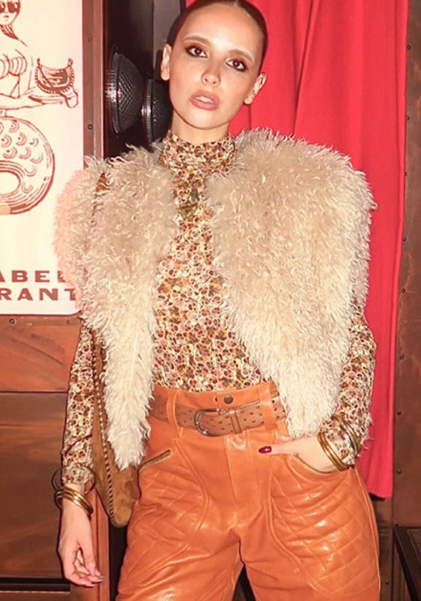 Women Autumn/Winter Sexy Backless Fur Collar Halter Neck Top Vest