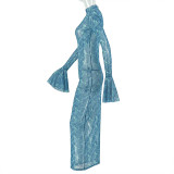 Women Elegant Round Neck Long-Sleeve Bodycon Dress