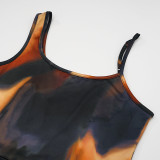 Women Summer Sleeveless Spaghetti Strap Printed Maxi Dress