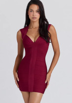Spring/Summer Women's Sexy Tight Fit Bodycon Cut-Out Zipper Sleeveless Bandage Dress