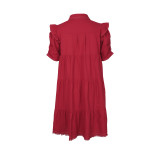 Women Casual Short-Sleeve Button-Up Shirt Dress