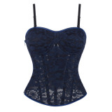 Women Black Lace Camisole Hollow-Out corset