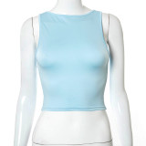 Women Spring/Summer Sleeveless Lace-Up Crop Casual Top