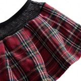 Women Scottish School Uniform Sexy Bondage Plaid Lingerie Two-Piece Set