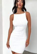 Women Spring/Summer Solid Sleeveless Sexy Backless Bodycon Dress