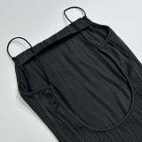 Women Spring/Summer Solid Sleeveless Sexy Backless Bodycon Dress