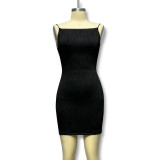 Women Spring/Summer Solid Sleeveless Sexy Backless Bodycon Dress