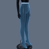 Women Summer Solid Sexy Hollow-Out Glow-in-the-Dark Mesh Pantyhose
