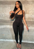 Women Solid Slash Shoulder Jumpsuit