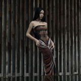 Women Summer Printed Sleeveless Strapless Sexy Slit Dress