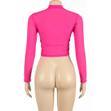 Women Summer Sexy Solid Round Neck Mesh See-Through Long-sleeved Top