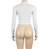 Women Summer Sexy Solid Round Neck Mesh See-Through Long-sleeved Top