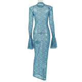 Women Elegant Round Neck Long-Sleeve Bodycon Dress